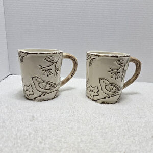 Certified International Beige & Brown Bird Mugs, Set of 2, One Size